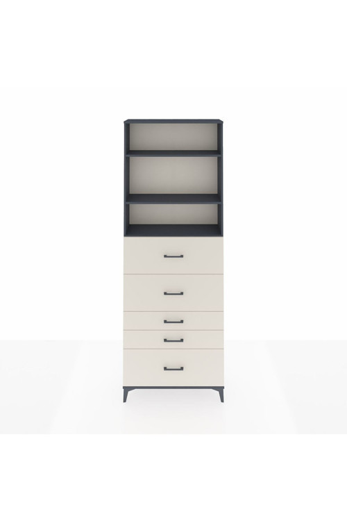Arges Dolap 3 Raflı 5 Çekmeceli 88x30x243 Antrasit-Aytaşı