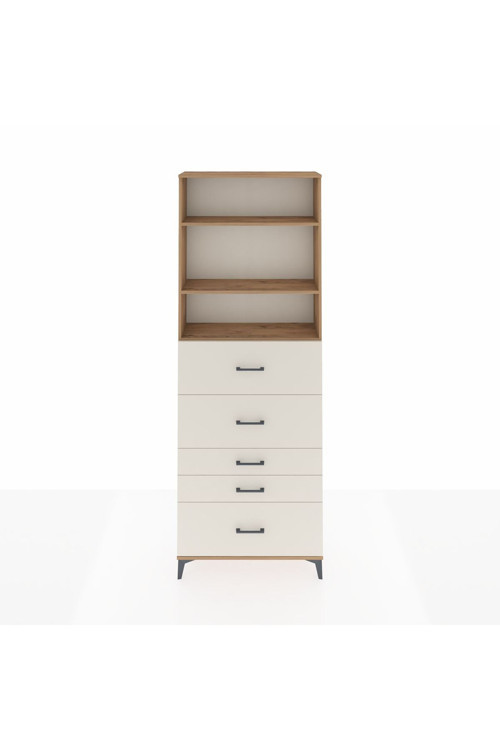 Arges Dolap 3 Raflı 5 Çekmeceli 88x30x243 Çam-Aytaşı
