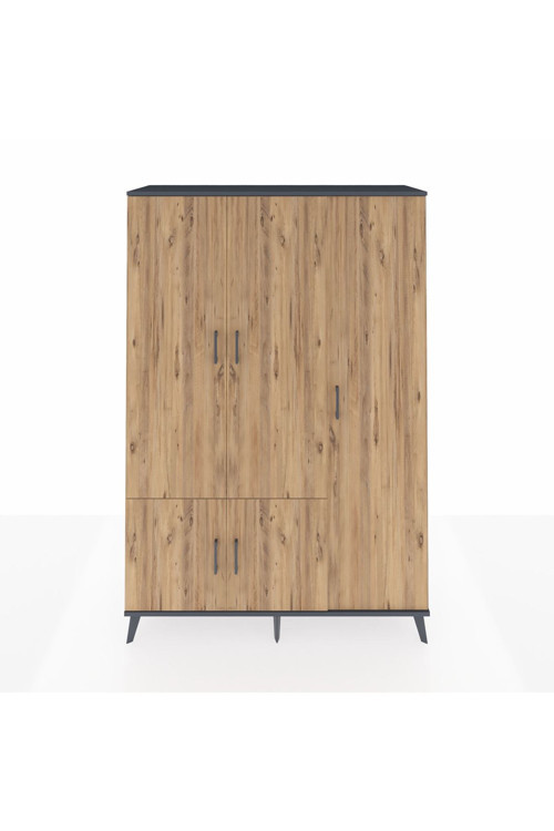 Hyperion Gardrop 7 Raflı 5 Kapaklı Tek Askılı 132x44x195 Antrasit-Çam