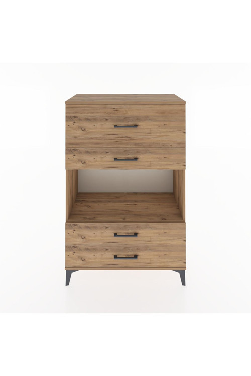 Hyperion Dolap Tek Raflı 4 Çekmeceli 88x44x134 Çam-Çam