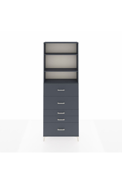 Arges Dolap 3 Raflı 5 Çekmeceli 88x30x243 Antrasit-Antrasit