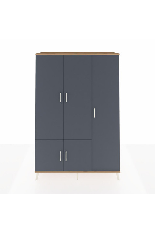 Hyperion Gardrop 7 Raflı 5 Kapaklı Tek Askılı 132x44x195 Çam-Antrasit