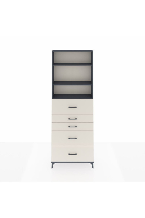 Arges Dolap 3 Raflı 5 Çekmeceli 88x30x243 Antrasit-Aytaşı