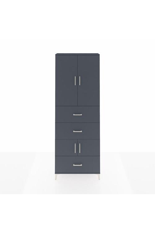 Arges Dolap 4 Raflı 3 Çekmeceli 4 Kapaklı 88x30x243 Antrasit-Antrasit