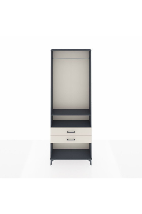Arges Dolap 2 Raflı 2 Çekmeceli Tek Askılı 88x30x243 Antrasit-Aytaşı