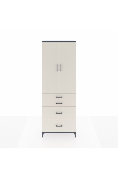 Arges Dolap 4 Raflı 4 Çekmeceli 2 Kapaklı 88x30x243 Antrasit-Aytaşı