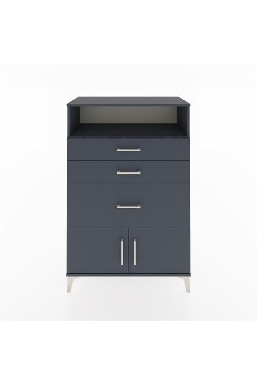 Hyperion Dolap Tek Raflı 3 Çekmeceli 2 Kapaklı 88x44x134 Antrasit-Antrasit