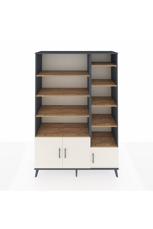 Hyperion Dolap 10 Raflı 3 Kapaklı 132x44x195 Antrasit-Aytaşı/Çam
