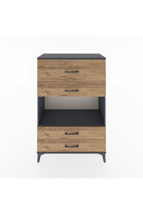 Hyperion Dolap Tek Raflı 4 Çekmeceli 88x44x134 Antrasit-Çam