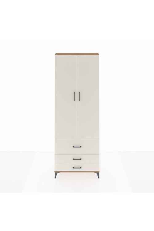 Arges Dolap Tek Raflı 3 Çekmeceli Tek Askılı 88x30x243 Çam-Aytaşı