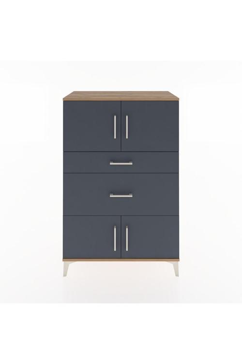 Hyperion Dolap 1 Raflı 2 Çekmeceli 4 Kapaklı 88 x 44 x 134 cm Çam - Antrasit