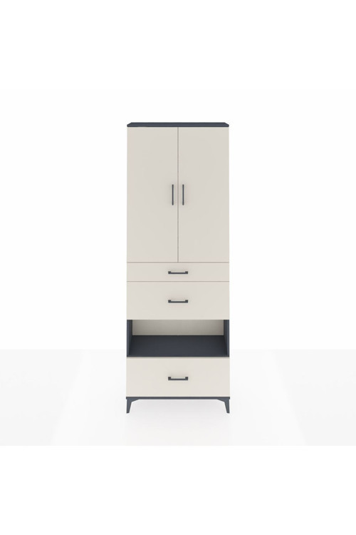 Arges Dolap 4 Raflı 3 Çekmeceli 2 Kapaklı 88x30x243 Antrasit-Aytaşı