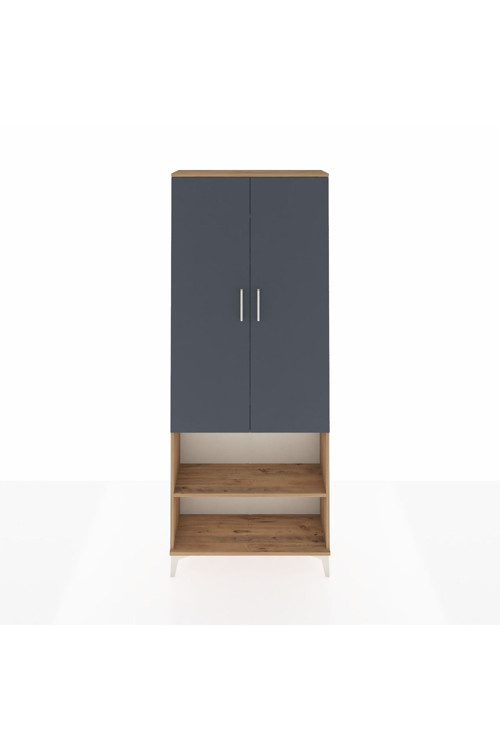 Arges Dolap 3 Raflı 2 Kapaklı 1 Askılı 88 x 30 x 221 cm Çam - Antrasit
