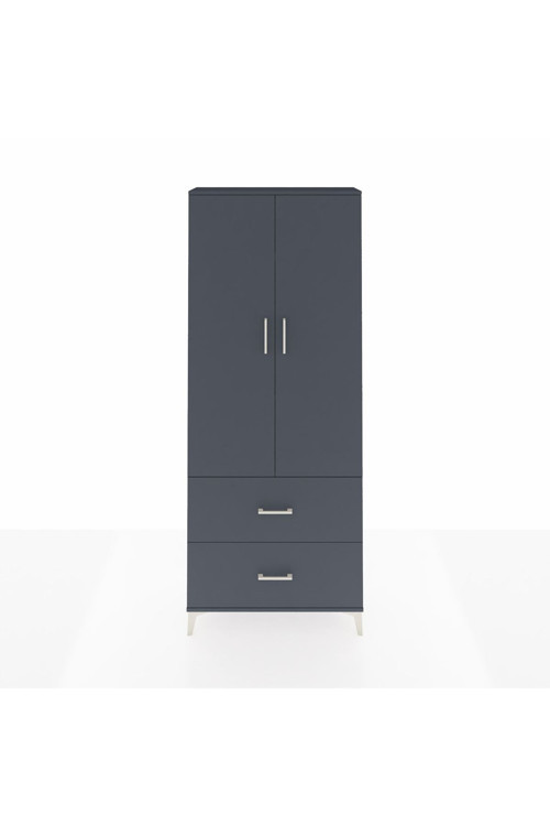 Arges Dolap 3 Raflı 2 Çekmeceli 2 Kapaklı 88x30x221 Antrasit-Antrasit