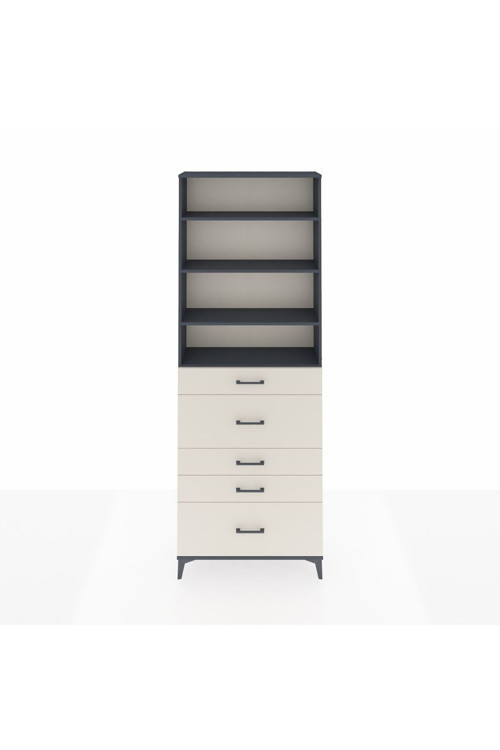 Arges Dolap 4 Raflı 5 Çekmeceli 88x30x243 Antrasit-Aytaşı