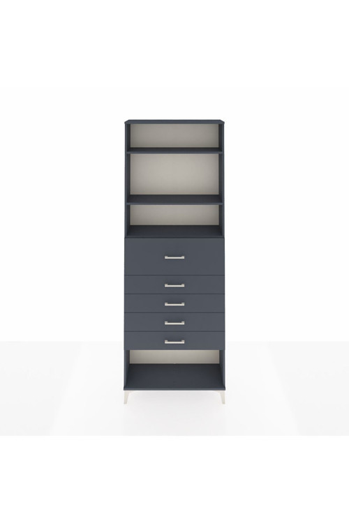 Arges Dolap 3 Raflı 5 Çekmeceli 88x30x243 Antrasit-Antrasit