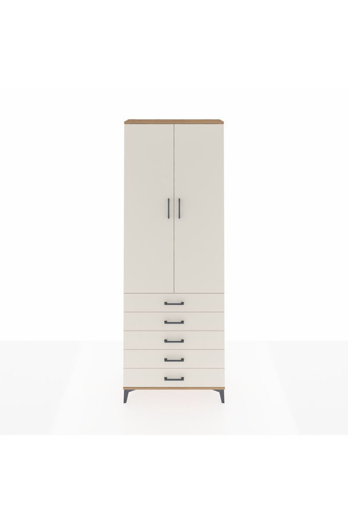 Arges Dolap 4 Raflı 5 Çekmeceli 2 Kapaklı 88x30x243 Çam-Aytaşı