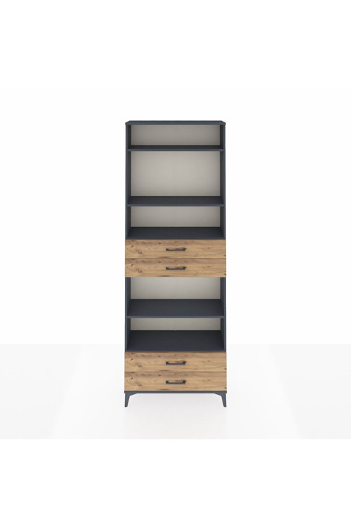 Arges Dolap 5 Raflı 4 Çekmeceli 88x30x243 Antrasit-Çam