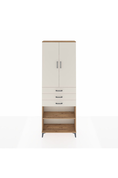 Arges Dolap 4 Raflı 3 Çekmeceli 2 Kapaklı 88x30x243 Çam-Aytaşı