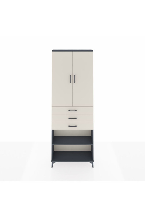 Arges Dolap 4 Raflı 3 Çekmeceli 2 Kapaklı 88x30x243 Antrasit-Aytaşı