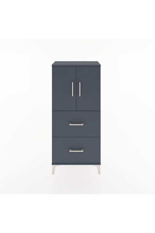 Hyperion Dolap Tek Raflı 2 Çekmeceli 2 Kapaklı 60x44x134 Antrasit-Antrasit