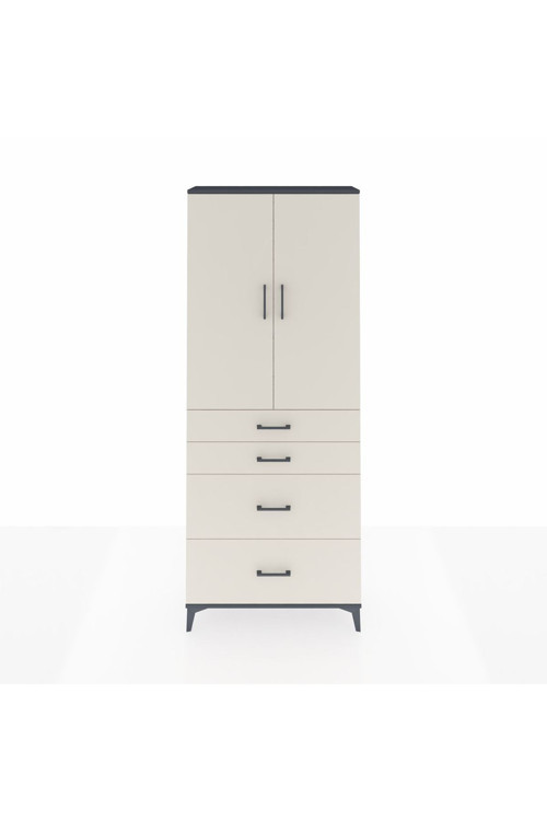 Arges Dolap 3 Raflı 4 Çekmeceli 2 Kapaklı 88 x 30 x 221 cm Antrasit - Aytaşı