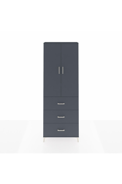 Arges Dolap 4 Raflı 3 Çekmeceli 2 Kapaklı 88x30x243 Antrasit-Antrasit