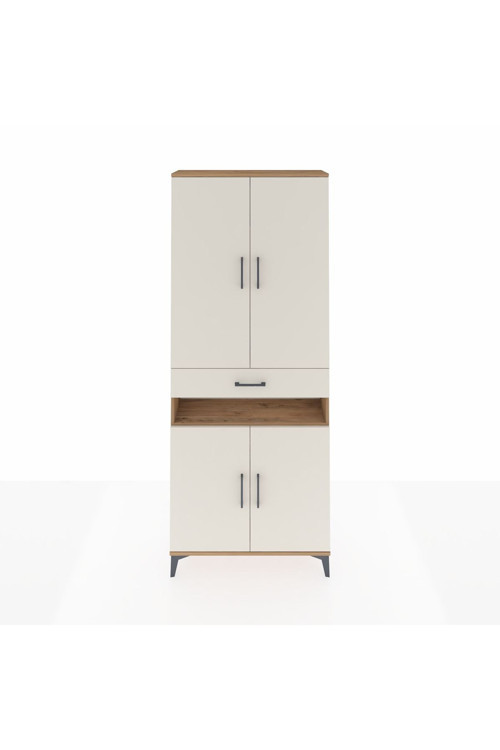 Arges Dolap 5 Raflı Tek Çekmeceli 4 Kapaklı 88x30x221 Çam-Aytaşı