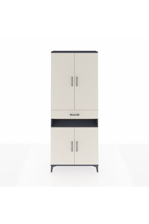 Arges Dolap 5 Raflı Tek Çekmeceli 4 Kapaklı 88x30x221 Antrasit-Aytaşı