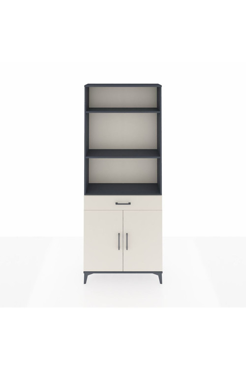 Arges Dolap 4 Raflı Tek Çekmeceli 2 Kapaklı 88x30x221 Antrasit-Aytaşı