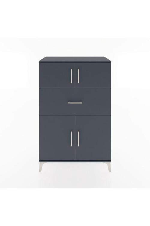 Hyperion Dolap 2 Raflı Tek Çekmeceli 4 Kapaklı 88x44x134 Antrasit-Antrasit