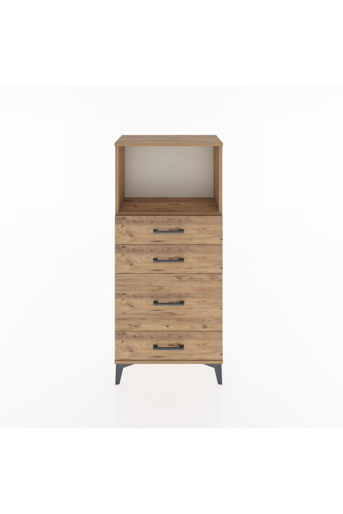 Hyperion Dolap Tek Raflı 4 Çekmeceli 60x44x134 Çam-Çam
