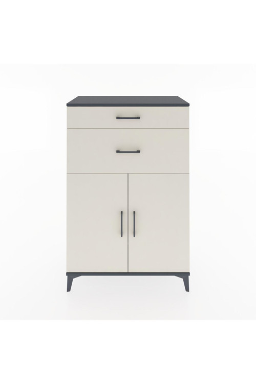 Hyperion Dolap 2 Raflı 2 Çekmeceli 2 Kapaklı 88x44x134 Antrasit-Aytaşı