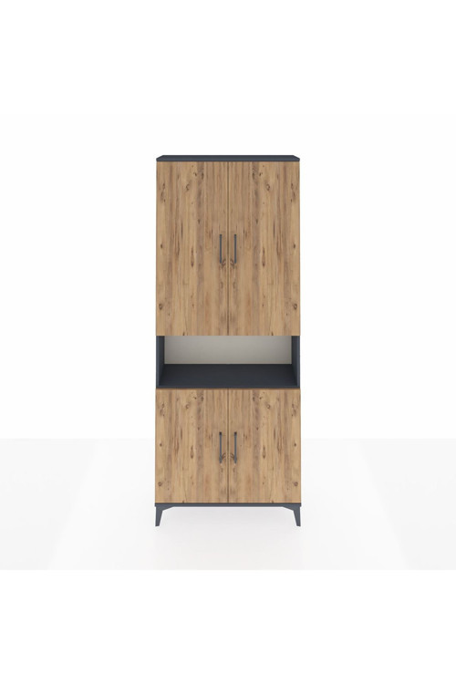 Arges Dolap 5 Raflı 4 Kapaklı 88 x 30 x 221 cm Antrasit - Çam
