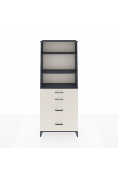Arges Dolap 3 Raflı 4 Çekmeceli 88x30x221 Antrasit-Aytaşı