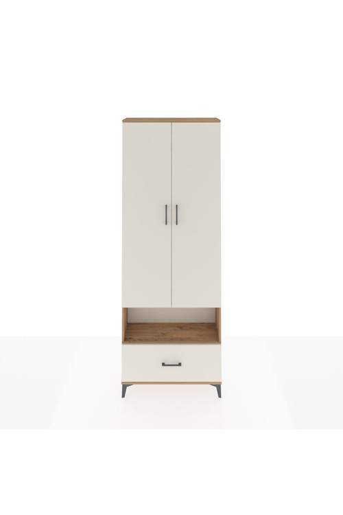 Arges Dolap 2 Raflı Tek Çekmeceli Tek Askılı 88x30x243 Çam-Aytaşı