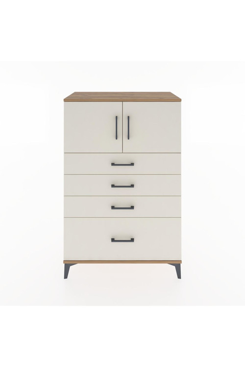 Hyperion Dolap Tek Raflı 4 Çekmeceli 2 Kapaklı 88x44x134 Çam-Aytaşı