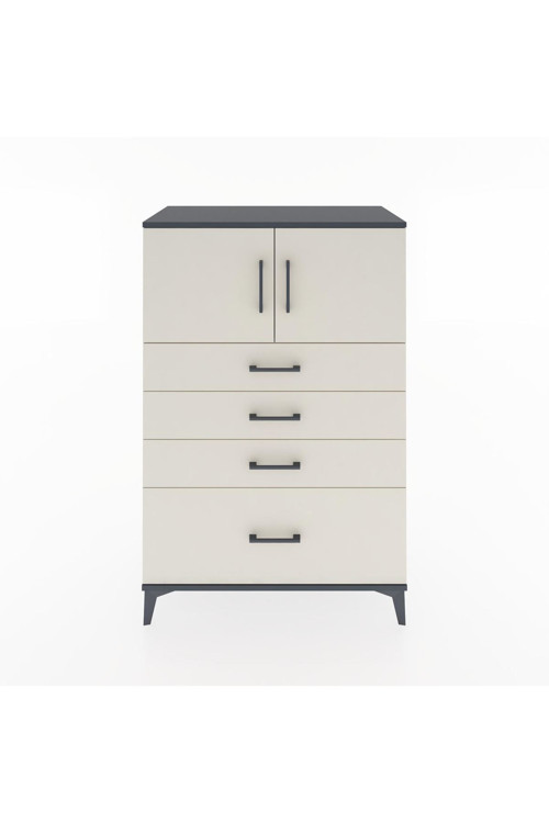 Hyperion Dolap Tek Raflı 4 Çekmeceli 2 Kapaklı 88x44x134 Antrasit-Aytaşı
