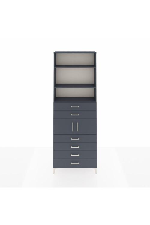 Arges Dolap 4 Raflı 6 Çekmeceli 2 Kapaklı 88x30x243 Antrasit-Antrasit