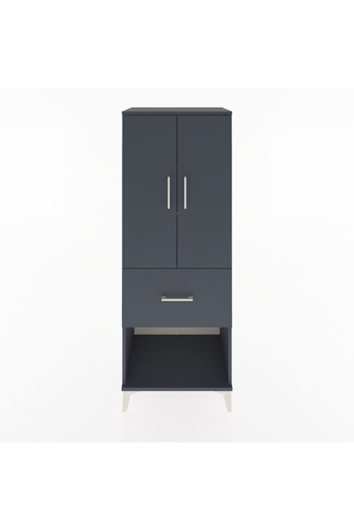 Hyperion Dolap 3 Raflı Tek Çekmeceli 2 Kapaklı 60x44x163 Antrasit-Antrasit
