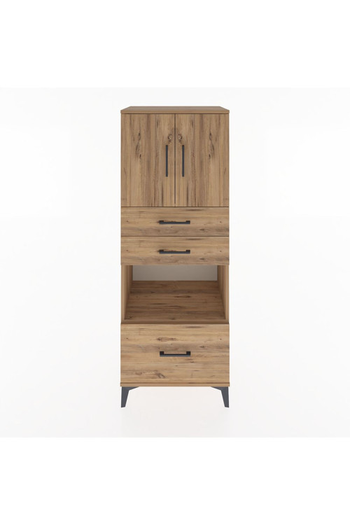 Hyperion Dolap 3 Raflı 3 Çekmeceli 2 Kapaklı 60 x 44 x 163 cm Çam - Çam