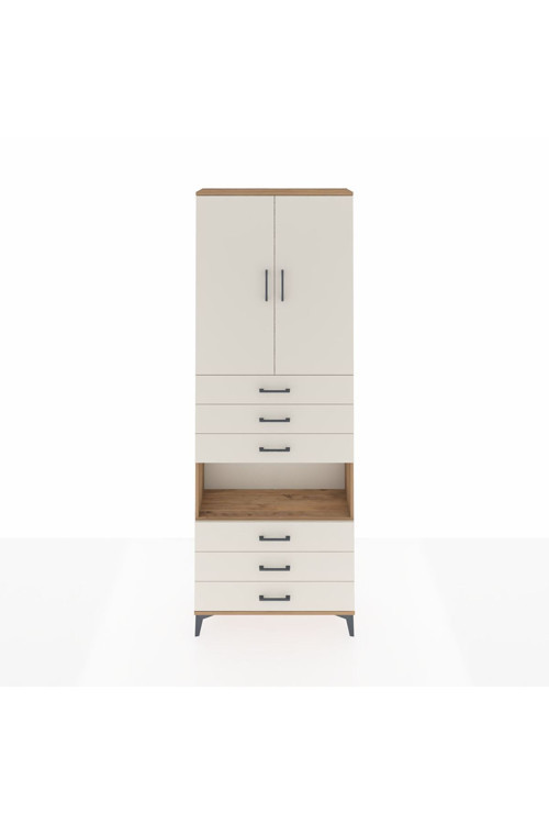 Arges Dolap 4 Raflı 6 Çekmeceli 2 Kapaklı 88x30x243 Çam-Aytaşı