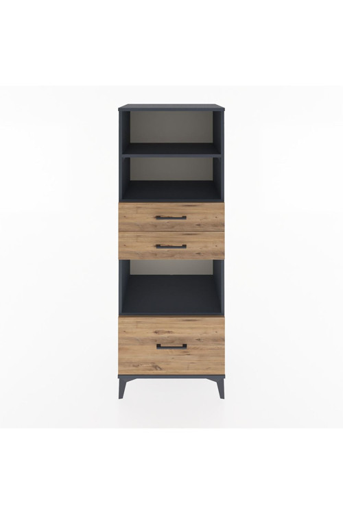 Hyperion Dolap 3 Raflı 3 Çekmeceli 60x44x163 Antrasit-Çam