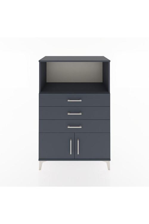 Hyperion Dolap Tek Raflı 3 Çekmeceli 2 Kapaklı 88x44x134 Antrasit-Antrasit