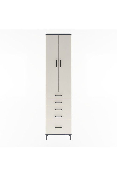 Arges Dolap 4 Raflı 5 Çekmeceli 2 Kapaklı 60x30x243 Antrasit-Aytaşı