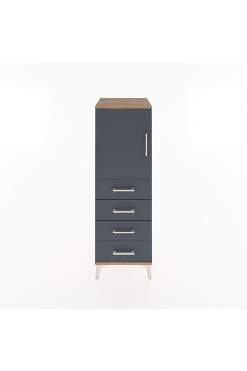 Hyperion Dolap 2 Raflı 4 Çekmeceli Tek Kapaklı 44x44x134 Çam-Antrasit
