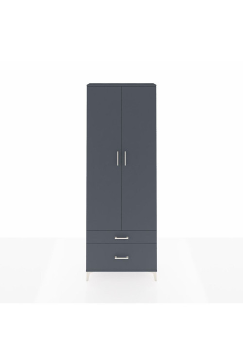 Arges Dolap 4 Raflı 2 Çekmeceli 2 Kapaklı 88x30x243 Antrasit-Antrasit