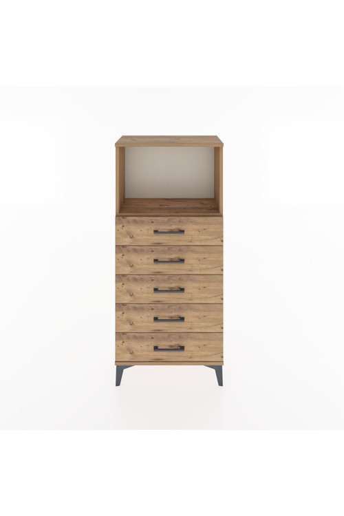 Hyperion Dolap Tek Raflı 5 Çekmeceli 60x44x134 Çam-Çam
