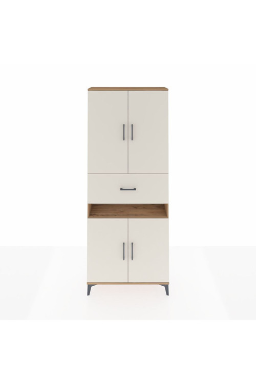 Arges Dolap 5 Raflı Tek Çekmeceli 4 Kapaklı 88x30x221 Çam-Aytaşı