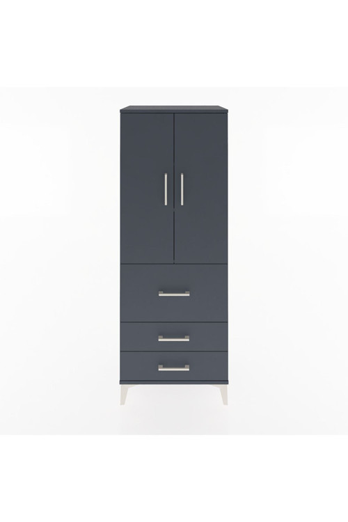 Hyperion Dolap 3 Raflı 3 Çekmeceli 2 Kapaklı 60x44x163 Antrasit-Antrasit
